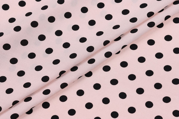 Ткань плательно-блузочная штапель, Maks Style, вискоза 100%, персиковый принт горох, арт. MS- 1146 D-28 С-9