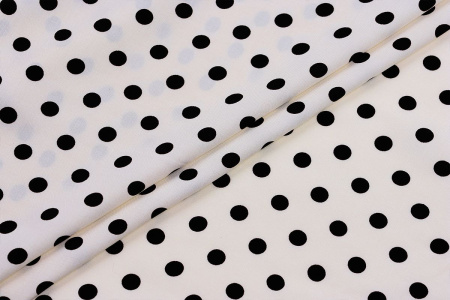 Ткань плательно-блузочная штапель, Maks Style, вискоза 100%, молочный принт горох, арт. MS- 1146 D-28 С-7