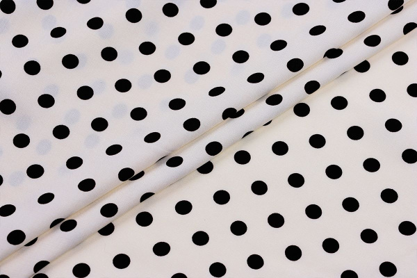 Ткань плательно-блузочная штапель, Maks Style, вискоза 100%, молочный принт горох, арт. MS- 1146 D-28 С-7