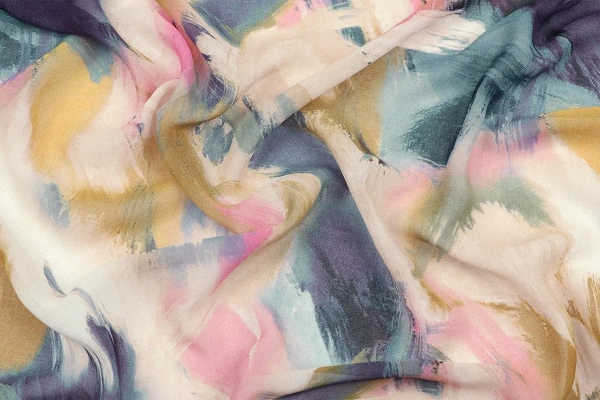 Ткань плательно-блузочная шифон, Maks Style, акварель, арт MS- 2238 D-1