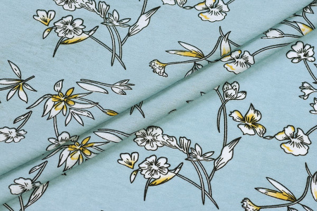 Ткань плательно-блузочная вискоза нейлон, Maks Style, вискоза 80%, нейлон 20%, цветочный принт, арт. MS- 1120 D- 6 С- 2