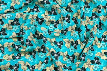 Ткань плательно-блузочная штапель, Maks Style, вискоза 100%, цветочный принт, арт. SI-2666/17 D-12A