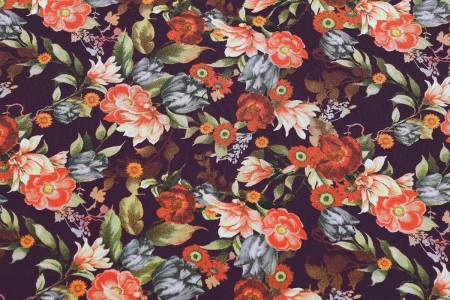 Ткань плательно-блузочная шифон,  Maks Style, цветочный принт, арт. SI-3778-18 D-1011461 C-A