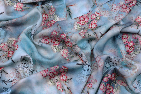 Ткань плательно-блузочная вискоза сатин, Maks Style, вискоза 100%, цветочный принт, арт. 1197 D- 21