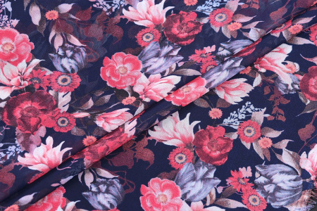 Ткань плательно-блузочная шифон, цветочный принт, арт. SI-3778-18 D-1011461 C-D