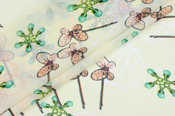 Ткань плательно-блузочная шифон,  Maks Style, цветочный принт, арт 2493 D-14 C-2