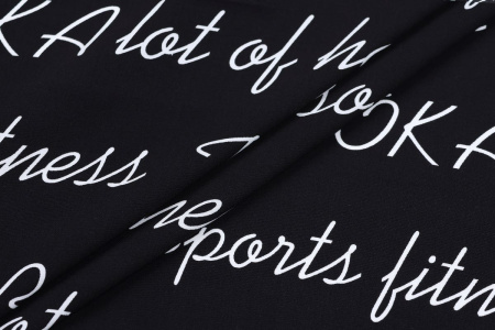 Ткань плательно-блузочная штапель, Maks Style, вискоза 100%, цвет ткани черный, слова, арт. MS- 1226 D-25 C-2