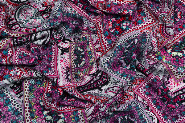 Ткань плательно-блузочная штапель, Maks Style, вискоза 100%, цветочный принт, арт. MS- 7102 D-11