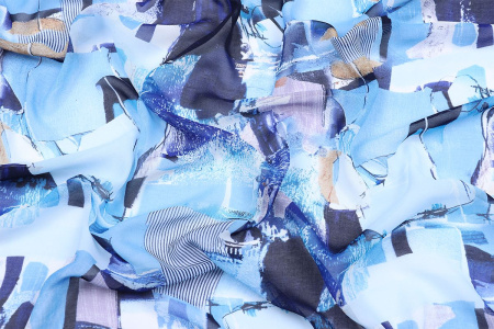 Ткань плательно-блузочная шифон, Maks Style, акварель, арт MS- 2238 D-3