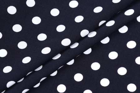 Ткань плательно-блузочная штапель, Maks Style, вискоза 100%, темно-синий принт горох, арт. MS- 1146 D-29 С-1