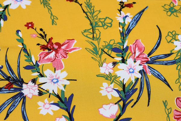 Ткань плательно-блузочная штапель, Maks Style, вискоза 100%, цветочный принт, арт. MS-1237 D-LZD621084 C-4