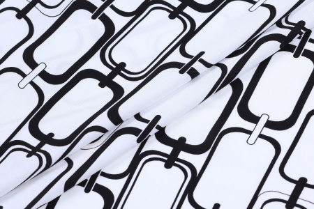 Ткань плательно-блузочная штапель, Maks Style, вискоза 100%, цвет ткани белый, цепи, арт. MS- 1226 D-17 C-1