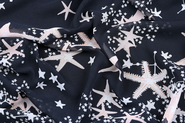 Ткань плательно-блузочная шифон, Maks Style, морская звезда, арт. MS- 1166 D-403 C-1