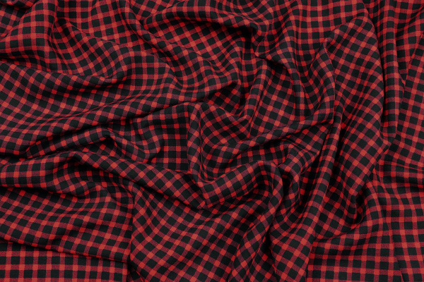 Ткань плательно-блузочная штапель, Maks Style, вискоза 100%, клетка, арт. SI-3096/17 D-1