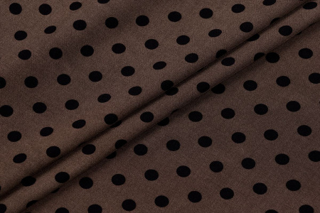 Ткань плательно-блузочная штапель, Maks Style, вискоза 100%, шоколадный принт горох, арт. MS- 1146 D-28 С-3