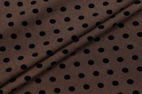 Ткань плательно-блузочная штапель, Maks Style, вискоза 100%, шоколадный принт горох, арт. MS- 1146 D-28 С-3