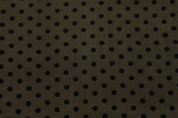 Ткань плательно-блузочная штапель, Maks Style, вискоза 100%, хаки принт горох, арт. MS- 1146 D-28 С-2