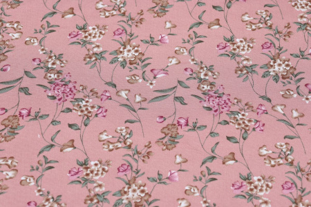 Ткань плательно-блузочная штапель, Maks Style, вискоза 100%, цвет ткани розовый, цветочный принт, арт. MS- 2201 D-51