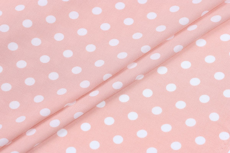 Ткань плательно-блузочная штапель, Maks Style, вискоза 100%, персиковый принт горох, арт. 1105 D-18