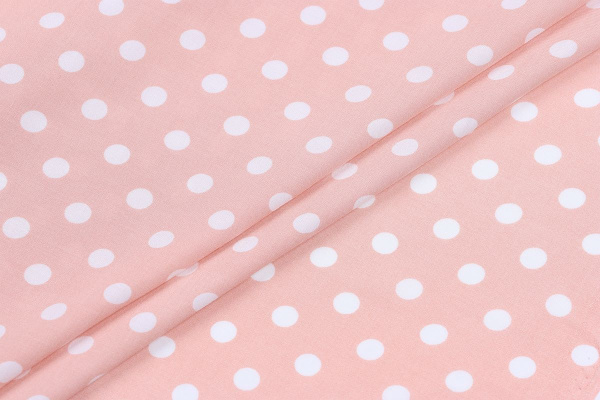 Ткань плательно-блузочная штапель, Maks Style, вискоза 100%, персиковый принт горох, арт. 1105 D-18