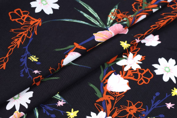 Ткань плательно-блузочная штапель, Maks Style, вискоза 100%, цветочный принт, арт. MS-1237 D-LZD621084 C-1