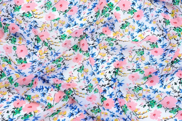 Ткань плательно-блузочная шифон, Maks Style, цветочный принт, арт. MS- 1234 D-30 C-2