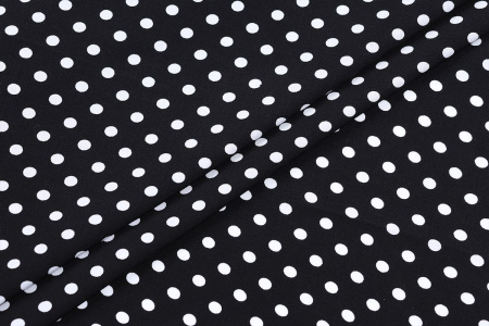 Ткань плательно-блузочная штапель, Maks Style, вискоза 100%, черный принт горох, арт. MS- 1146 D-30 С-3