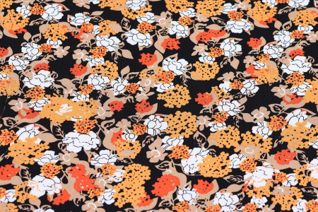 Ткань плательно-блузочная штапель, Maks Style, вискоза 100%, цветочный принт черный, арт. MS-1237 D-LZD621077 С-4