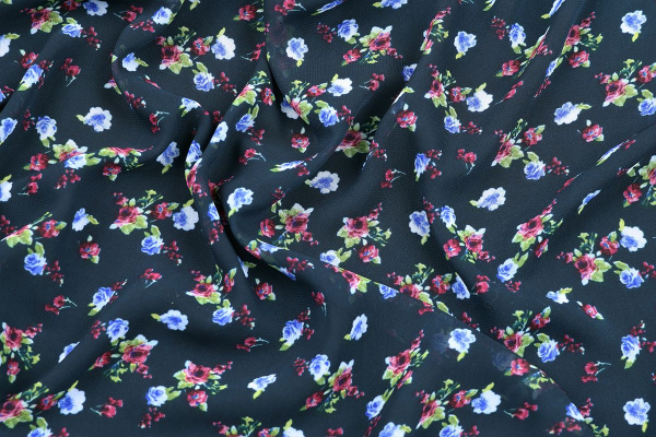 Ткань плательно-блузочная шифон, Maks Style, цветочный принт, арт. SI-3778-18 D-1015313