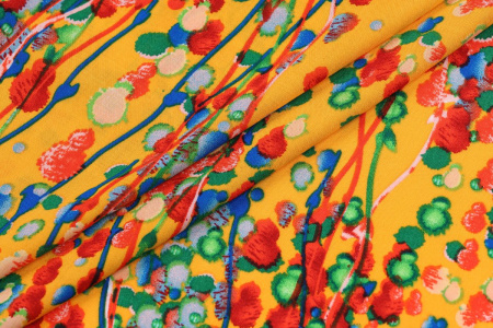 Ткань плательно-блузочная штапель, Maks Style, вискоза 100%, цветочный принт желтый, арт. MS-1173 D-43