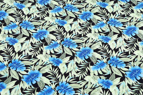 Ткань плательно-блузочная штапель, Maks Style, вискоза 100%, листья, цветочный принт, арт. MS- 1226 D-24 C-2