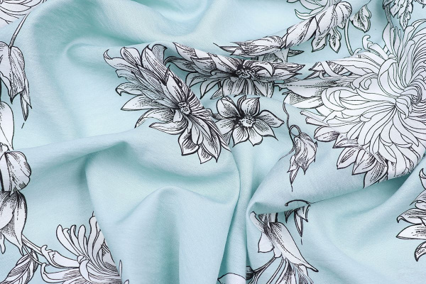 Ткань плательно-блузочная вискоза нейлон, Maks Style, вискоза 80%, нейлон 20%, цветочный принт, арт. MS- 1120 D- 4 С- 1