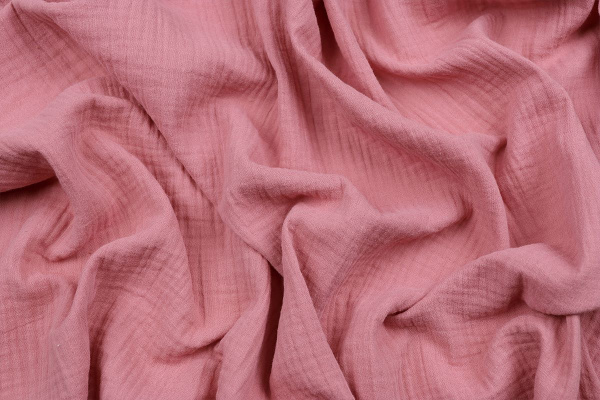 Ткань плательно-блузочная муслин однотонный, Maks Style, хлопок 100%, цвет розовый, арт. 1162 D-7