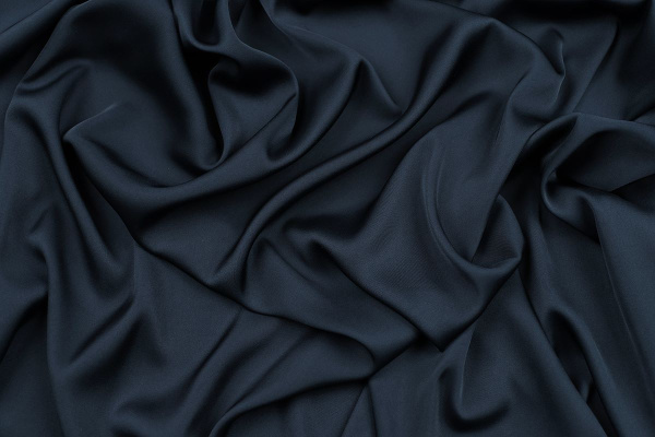 Ткань плательно-блузочная однотонная Армани шелк, Maks Style, цвет темно-синий, арт 1132 D-28