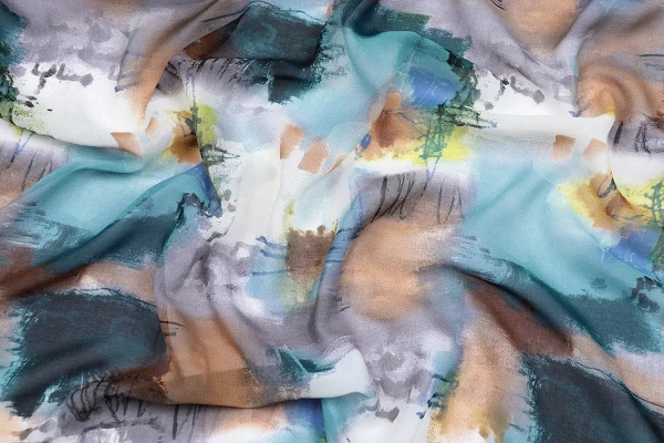 Ткань плательно-блузочная шифон, Maks Style, акварель, арт MS- 2238 D-4