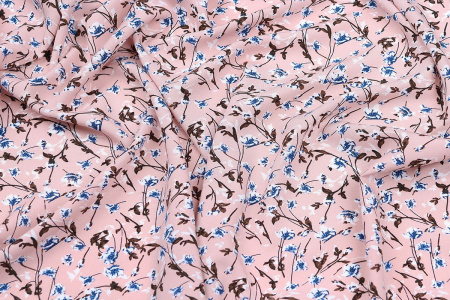 Ткань плательно-блузочная штапель, Maks Style, вискоза 100%, цвет ткани розовый, цветочный принт, арт. MS- 1226 D-31 C-2