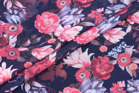 Ткань плательно-блузочная шифон, цветочный принт, арт. SI-3778-18 D-1011461 C-D