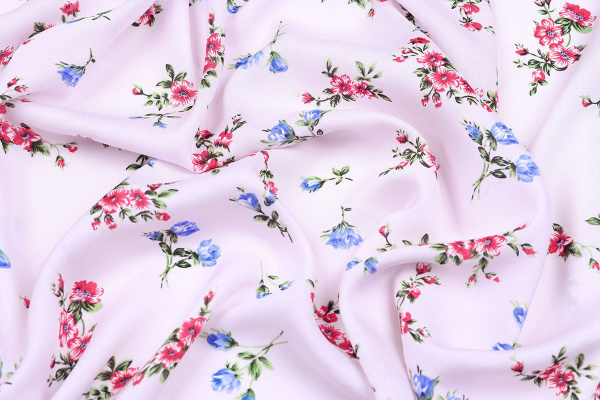 Ткань плательно-блузочная штапель, Maks Style, вискоза 100%, цветочный принт розовый, арт. MS-1120-1 D-20