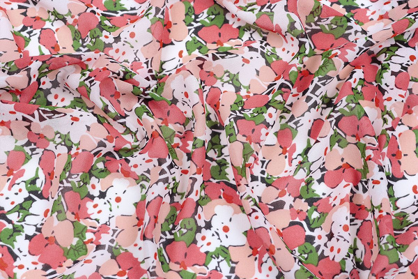 Ткань плательно-блузочная шифон, Maks Style, цветочный принт, арт. MS- 1234 D-31 C-1