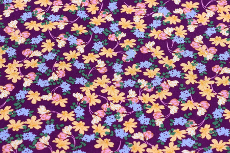 Ткань плательно-блузочная штапель, Maks Style, вискоза 100%, цветочный принт фиолетовый, арт. MS-1237 D-LZD621058 C-1