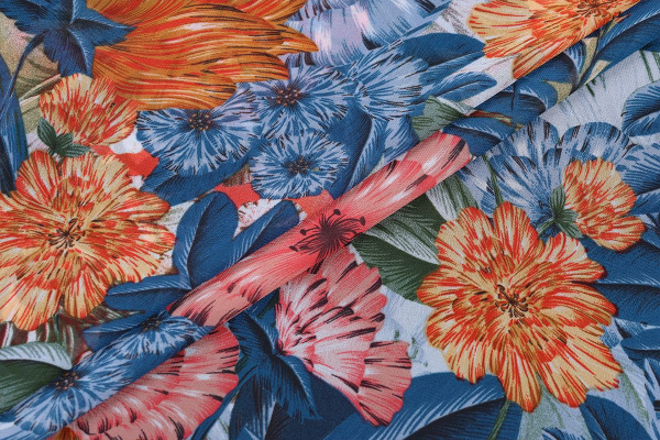 Ткань плательно-блузочная шифон, Maks Style, цветочный принт, арт. C20013A D1016513 C-D