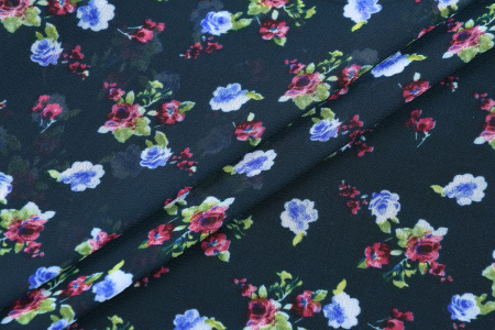 Ткань плательно-блузочная шифон, Maks Style, цветочный принт, арт. SI-3778-18 D-1015313