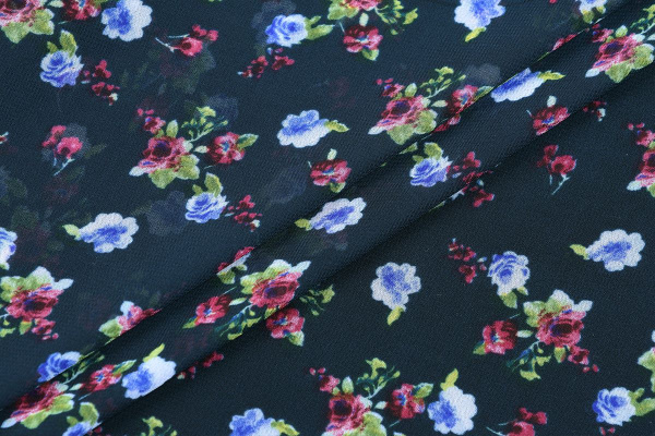 Ткань плательно-блузочная шифон, Maks Style, цветочный принт, арт. SI-3778-18 D-1015313