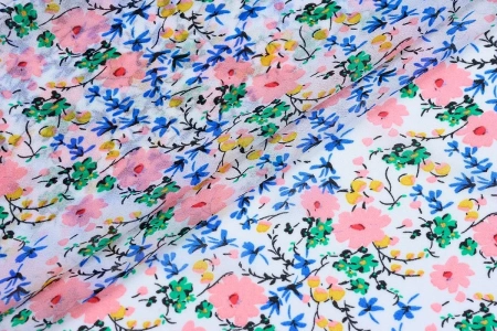 Ткань плательно-блузочная шифон, Maks Style, цветочный принт, арт. MS- 1234 D-30 C-2
