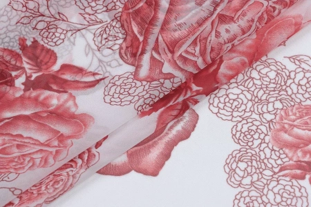 Ткань плательно-блузочная шифон,  Maks Style, цветочный принт, арт 3778 D-1009990 C-2