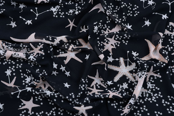 Ткань плательно-блузочная шифон, Maks Style, морская звезда, арт. MS- 1166 D-403 C-1