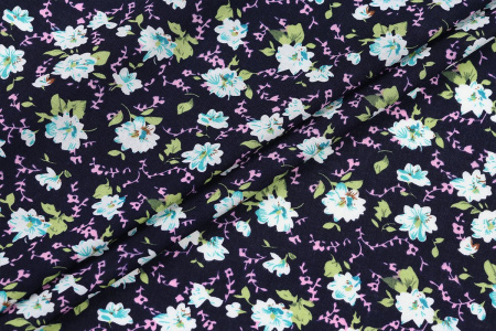 Ткань плательно-блузочная штапель, Maks Style, вискоза 100%, цветочный принт, арт. MS-2600 D-41 C-1
