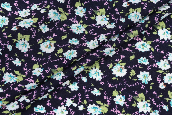 Ткань плательно-блузочная штапель, Maks Style, вискоза 100%, цветочный принт, арт. MS-2600 D-41 C-1