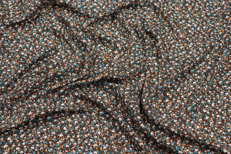 Ткань плательно-блузочная штапель, Maks Style, вискоза 100%, цвет ткани коричневый, цветочный принт, арт. MS- 2201 D-19