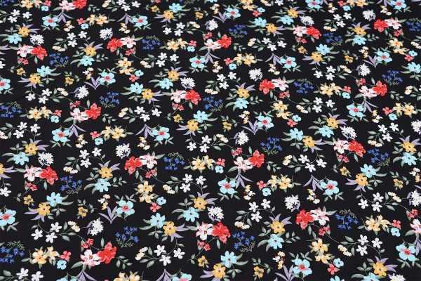 Ткань плательно-блузочная штапель, Maks Style, вискоза 100%, цветочный принт, арт. MS-2201 D-28